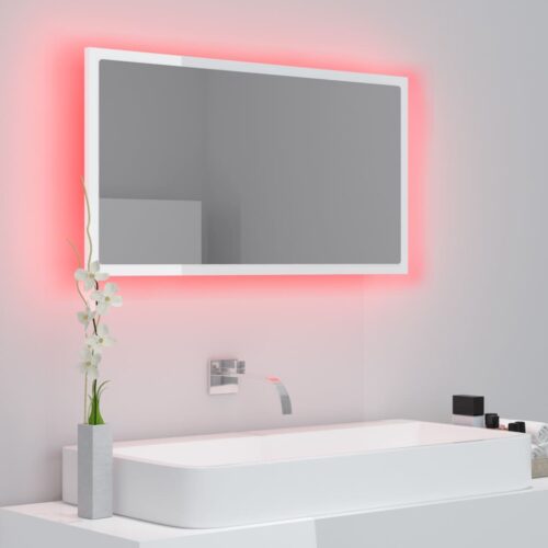LED Bathroom Mirror High Gloss White 80x8.5x37cm Acrylic - Image 5
