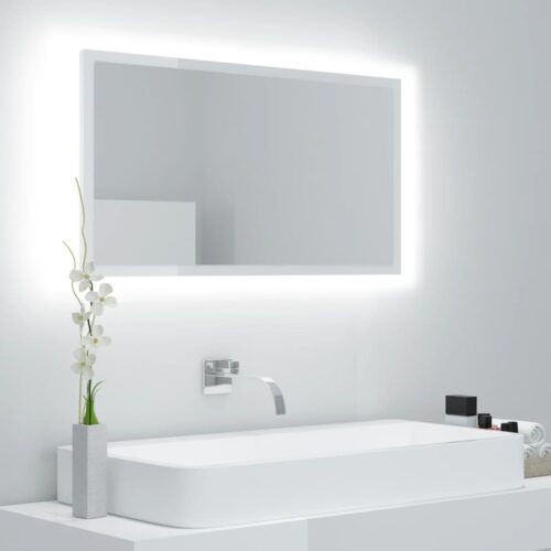 LED Bathroom Mirror High Gloss White 80x8.5x37cm Acrylic - Image 12