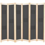 6-Panel Room Divider Grey 240x170x4cm Fabric