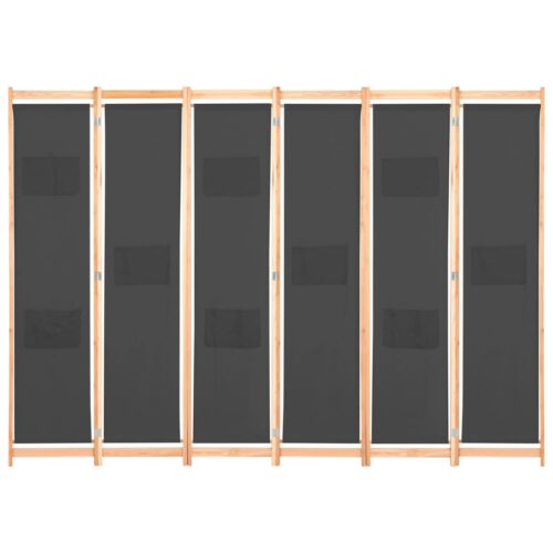 6-Panel Room Divider Grey 240x170x4cm Fabric - Image 2