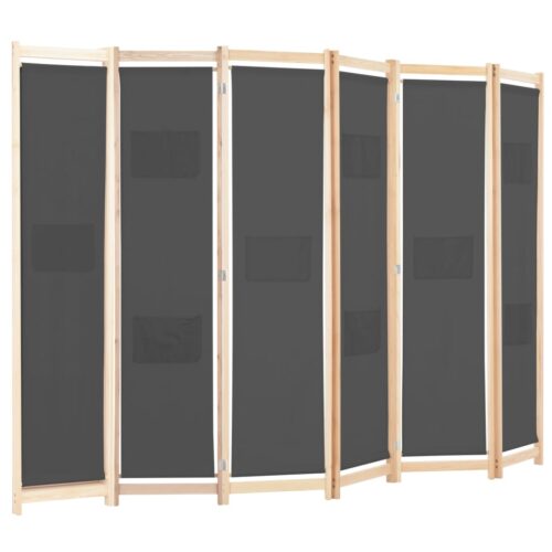 6-Panel Room Divider Grey 240x170x4cm Fabric - Image 3
