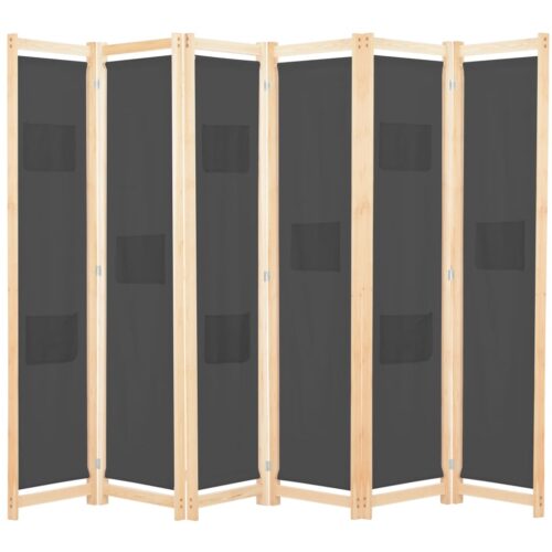 6-Panel Room Divider Grey 240x170x4cm Fabric - Image 9