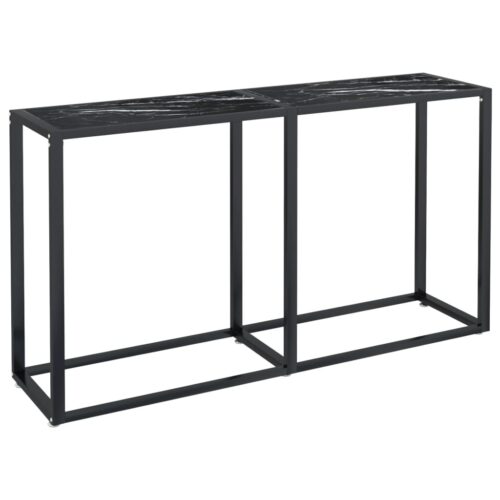 Console Table Black Marble 140x35x75.5cm Tempered Glass - Image 2