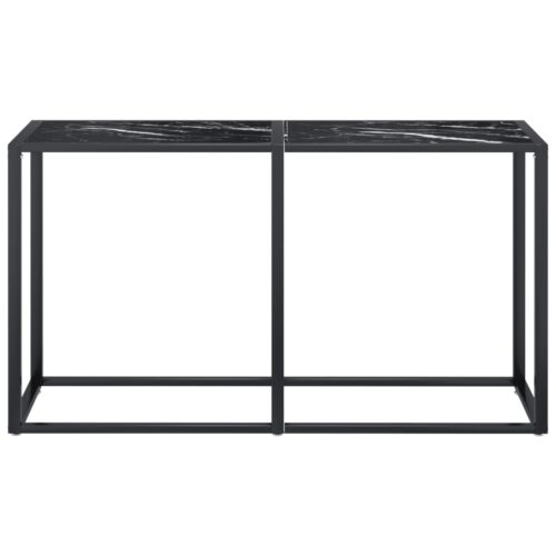 Console Table Black Marble 140x35x75.5cm Tempered Glass - Image 3