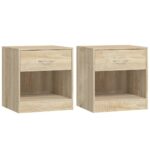 Nightstand 2pcs with Drawer Oak Colour