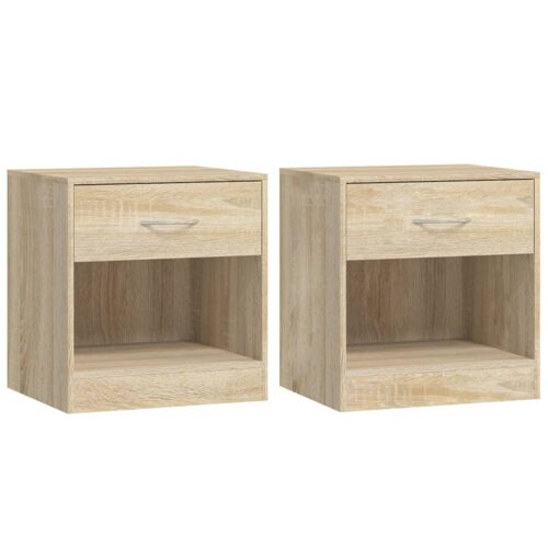 Nightstand 2pcs with Drawer Oak Colour