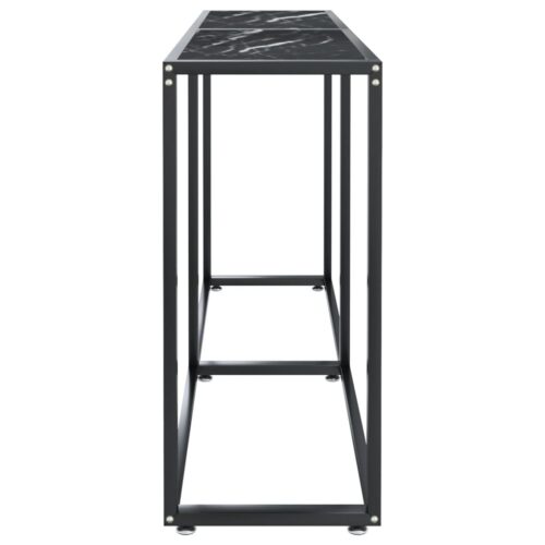 Console Table Black Marble 140x35x75.5cm Tempered Glass - Image 4
