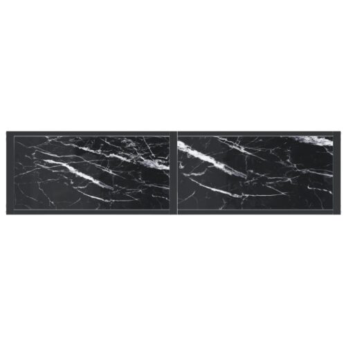 Console Table Black Marble 140x35x75.5cm Tempered Glass - Image 5