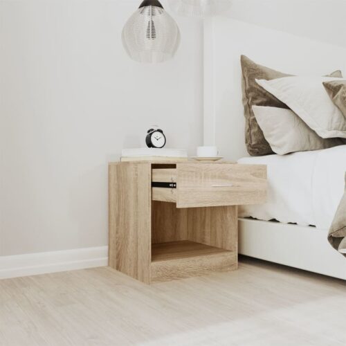 Nightstand 2pcs with Drawer Oak Colour - Image 4