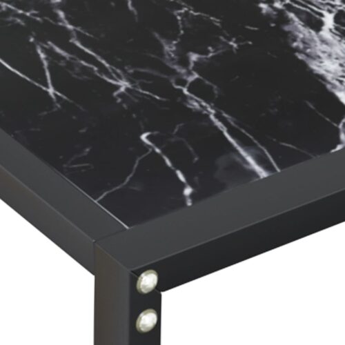 Console Table Black Marble 140x35x75.5cm Tempered Glass - Image 6