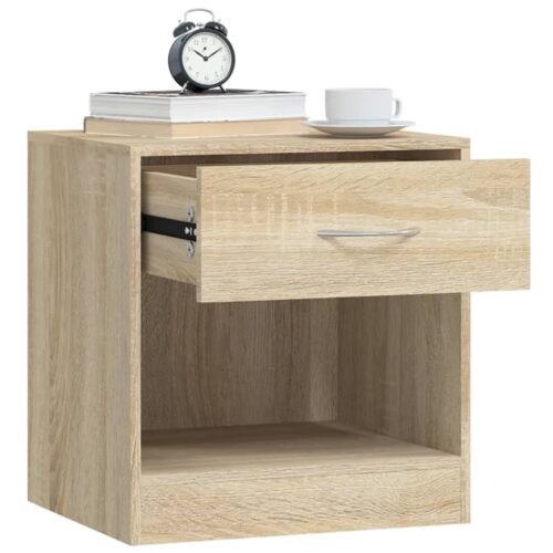Nightstand 2pcs with Drawer Oak Colour - Image 5