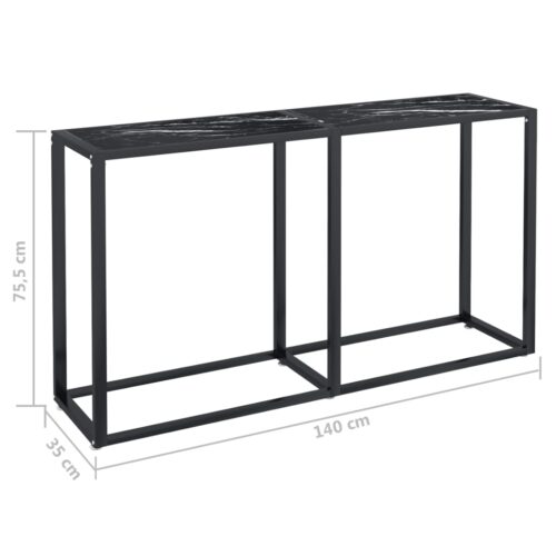 Console Table Black Marble 140x35x75.5cm Tempered Glass - Image 7