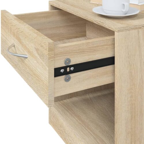 Nightstand 2pcs with Drawer Oak Colour - Image 10