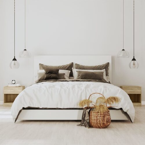 Nightstand 2pcs with Drawer Oak Colour - Image 12