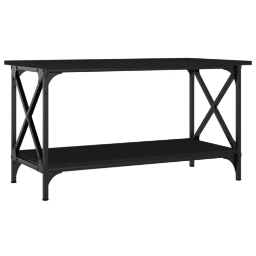 Wooden Coffee Table Black 80x45x45cm Modern Sofa Lounge Side Lamp Storage Iron