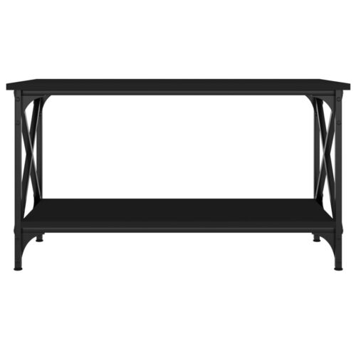 Wooden Coffee Table Black 80x45x45cm Modern Sofa Lounge Side Lamp Storage Iron - Image 4