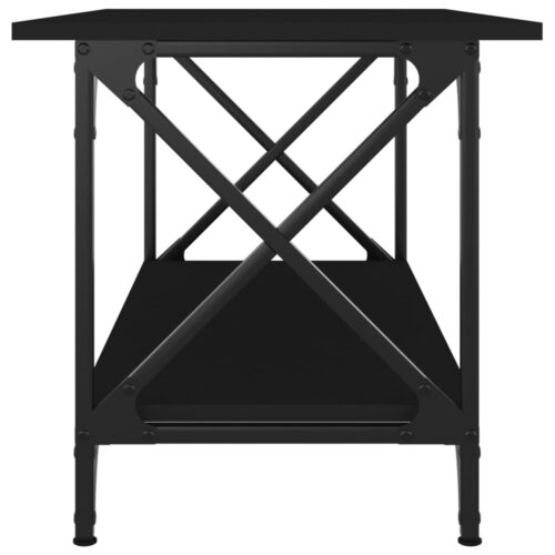 Wooden Coffee Table Black 80x45x45cm Modern Sofa Lounge Side Lamp Storage Iron - Image 5