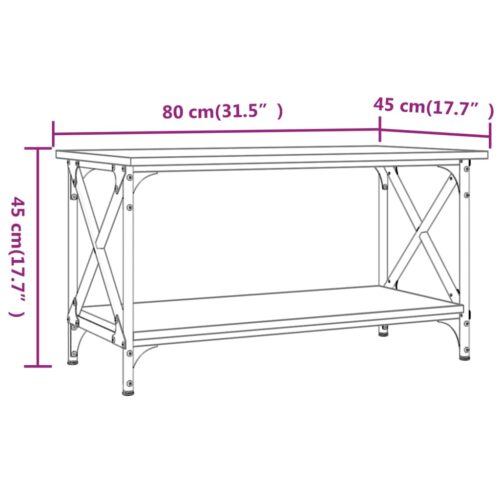 Wooden Coffee Table Black 80x45x45cm Modern Sofa Lounge Side Lamp Storage Iron - Image 8