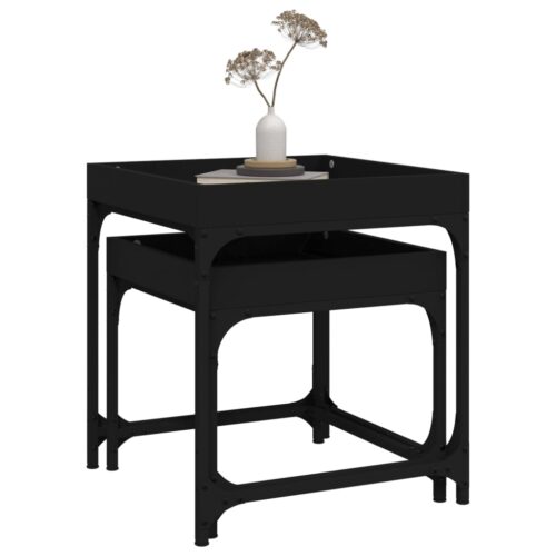 Side Tables 2pcs Black Engineered Wood - Image 5