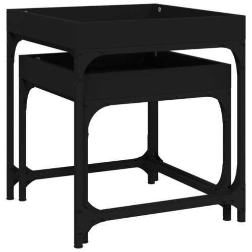 Side Tables 2pcs Black Engineered Wood - Image 7