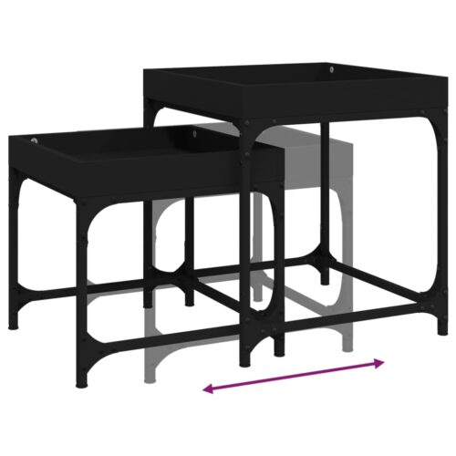 Side Tables 2pcs Black Engineered Wood - Image 9
