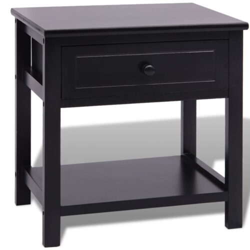 Bedside Cabinet Wood Black - Image 2
