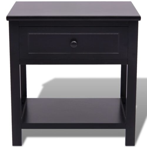Bedside Cabinet Wood Black - Image 3