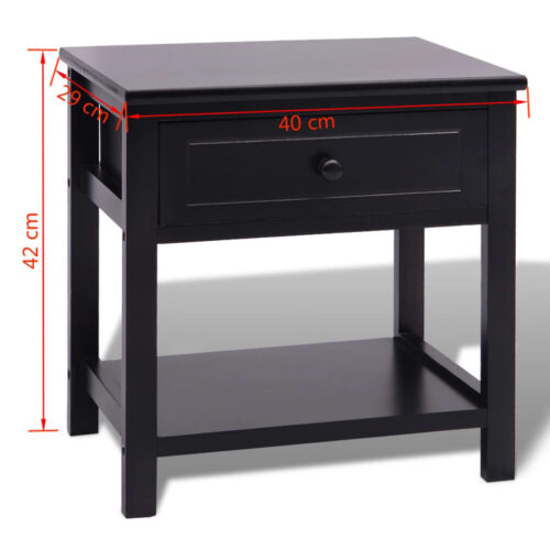Bedside Cabinet Wood Black - Image 6