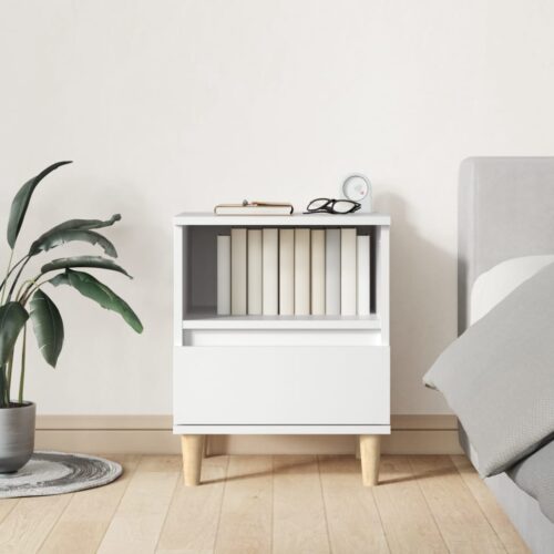 Bedside Cabinet White 40x35x50cm - Image 9