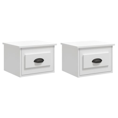 Wall-mounted Bedside Cabinets 2pcs High Gloss White 41.5x36x28cm - Image 2