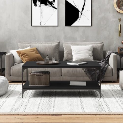 Coffee Table Black 80x50x40cm Engineered Wood - Image 3