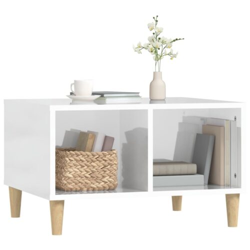 Coffee Table High Gloss White 60x50x36.5cm Engineered Wood - Image 3
