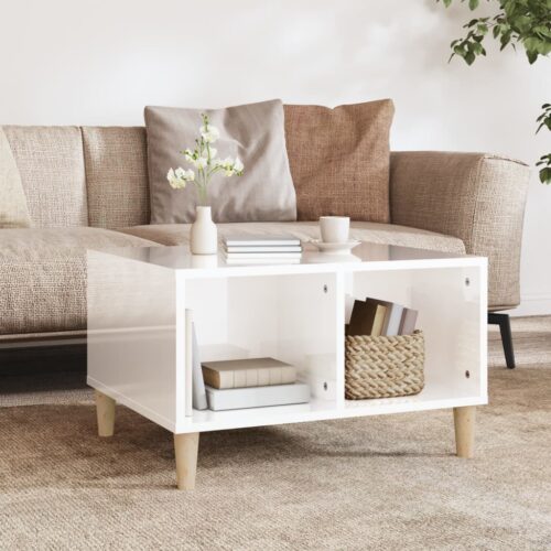Coffee Table High Gloss White 60x50x36.5cm Engineered Wood - Image 9