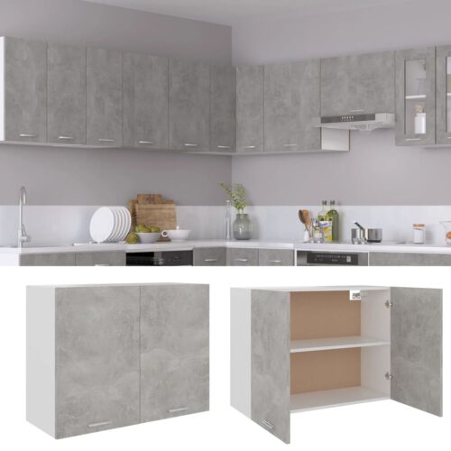 Hanging Cabinet Concrete Grey 80x31x60cm Engineered Wood - Image 2