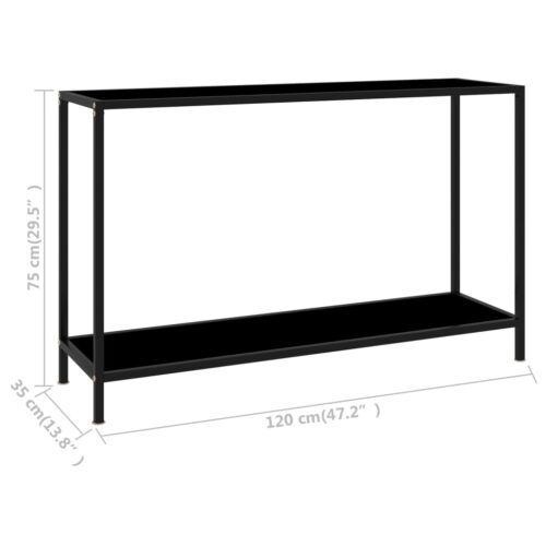 Console Table Black 120x35x75cm Tempered Glass - Image 6