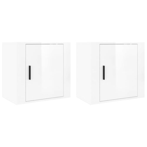Wall-mounted Bedside Cabinets 2pcs High Gloss White 50x30x47cm