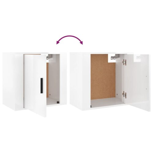 Wall-mounted Bedside Cabinets 2pcs High Gloss White 50x30x47cm - Image 9