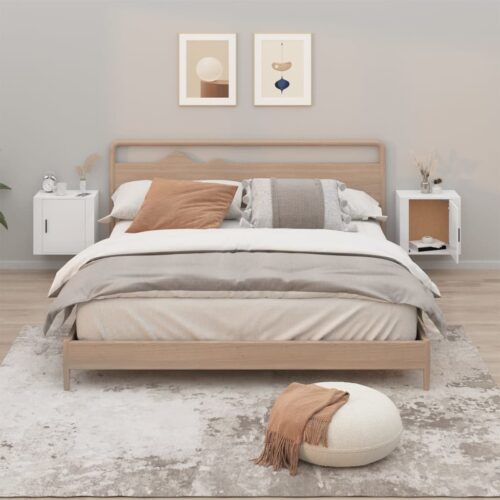 Wall-mounted Bedside Cabinets 2pcs High Gloss White 50x30x47cm - Image 12