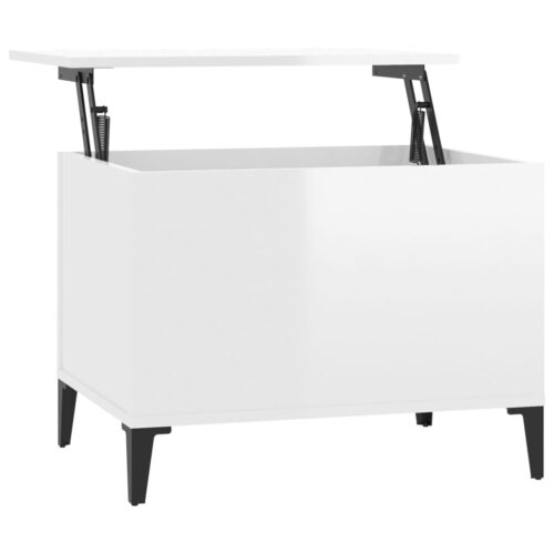 High Gloss Lift Up Top Coffee Table Sofa Side Hidden Book Storage Space Convertible White