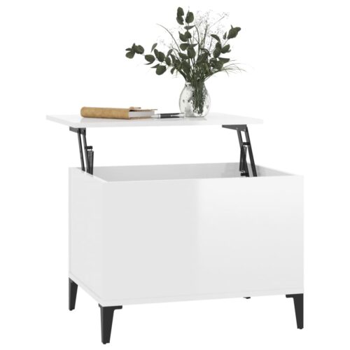 High Gloss Lift Up Top Coffee Table Sofa Side Hidden Book Storage Space Convertible White - Image 5