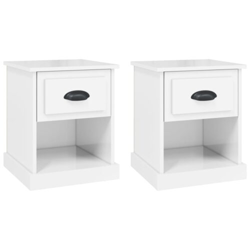 Bedside Cabinets 2pcs High Gloss White 39x39x47.5cm Engineered Wood - Image 2