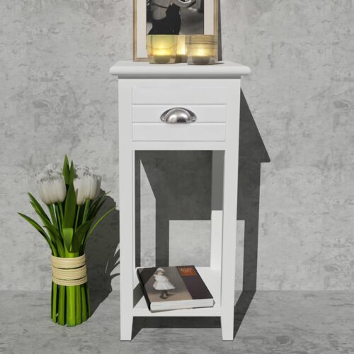 Nightstand with 1 Drawer White - Image 3