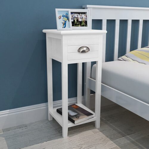 Nightstand with 1 Drawer White - Image 4