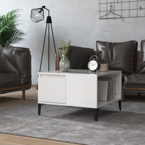 Coffee Table High Gloss White 55x55x36.5cm Engineered Wood