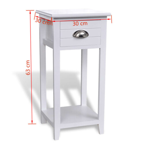 Nightstand with 1 Drawer White - Image 7