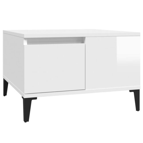 Coffee Table High Gloss White 55x55x36.5cm Engineered Wood - Image 2