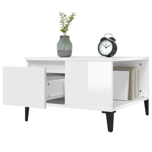 Coffee Table High Gloss White 55x55x36.5cm Engineered Wood - Image 5