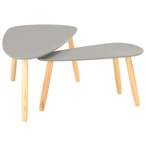Coffee Tables 2pcs Grey Solid Pinewood - Image 2