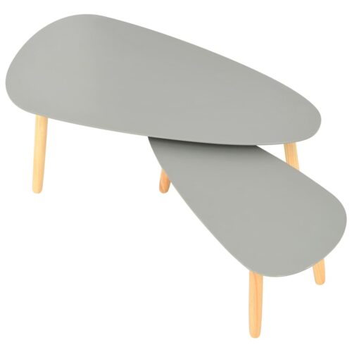 Coffee Tables 2pcs Grey Solid Pinewood - Image 3