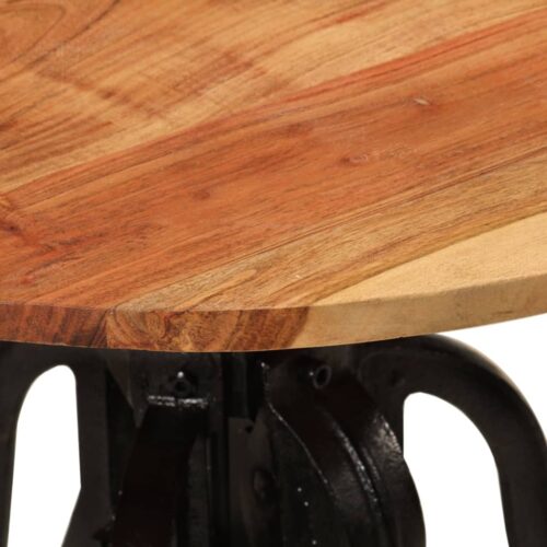 Side Table 60x(42-62)cm Solid Wood Acacia Cast Iron - Image 4